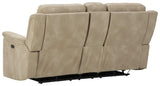 Next-gen Durapella Sand Microfiber Power Reclining Loveseat With Console - Ella Furniture