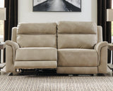 Next-gen Durapella Sand Microfiber Power Reclining Sofa - Ella Furniture