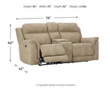 Next-gen Durapella Sand Microfiber Power Reclining Loveseat With Console - Ella Furniture