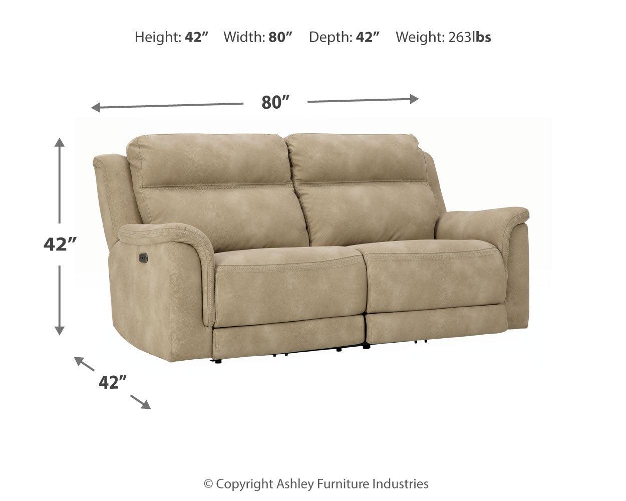 Next-gen Durapella Sand Microfiber Power Reclining Sofa - Ella Furniture