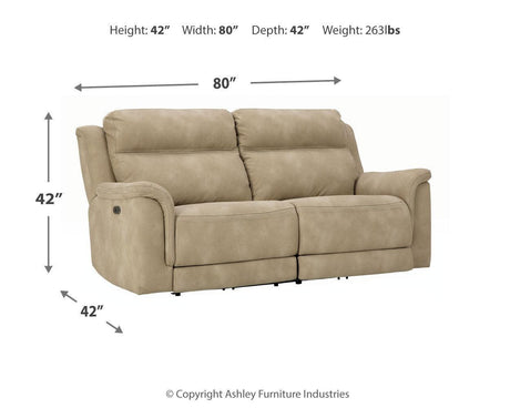 Next-gen Durapella Sand Microfiber Power Reclining Sofa - Ella Furniture