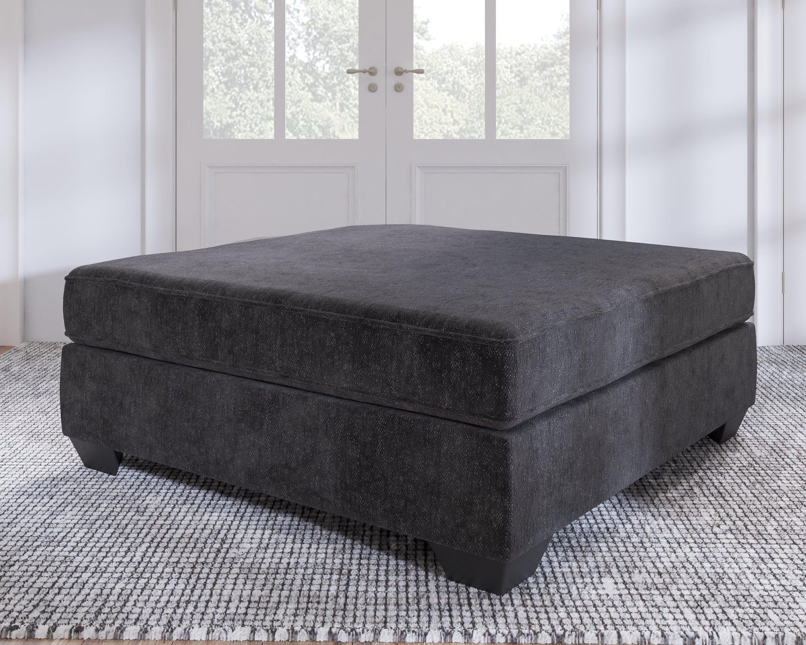 Lavernett Charcoal Chenille,microfiber Oversized Accent Ottoman - Ella Furniture