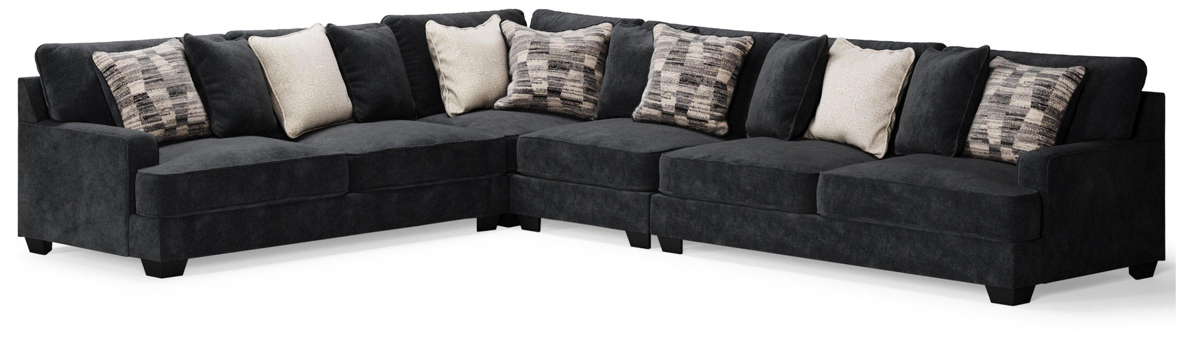 Lavernett Charcoal Chenille 4-Piece Sectional - Ella Furniture