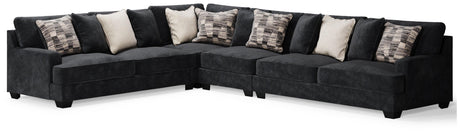 Lavernett Charcoal Chenille 4-Piece Sectional - Ella Furniture