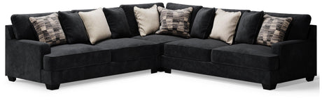 Lavernett Charcoal Chenille 3-Piece Sectional - Ella Furniture