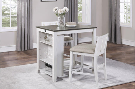 Daye White Solid Wood Fabric Upholstery Seat Rectangular Storage Counter Height Dining Room Set - Ella Furniture