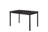 Tempe Black Solid Wood Faux Leather Upholstered Seat Faux Marble Top Rectangular Dining Room Set - Ella Furniture
