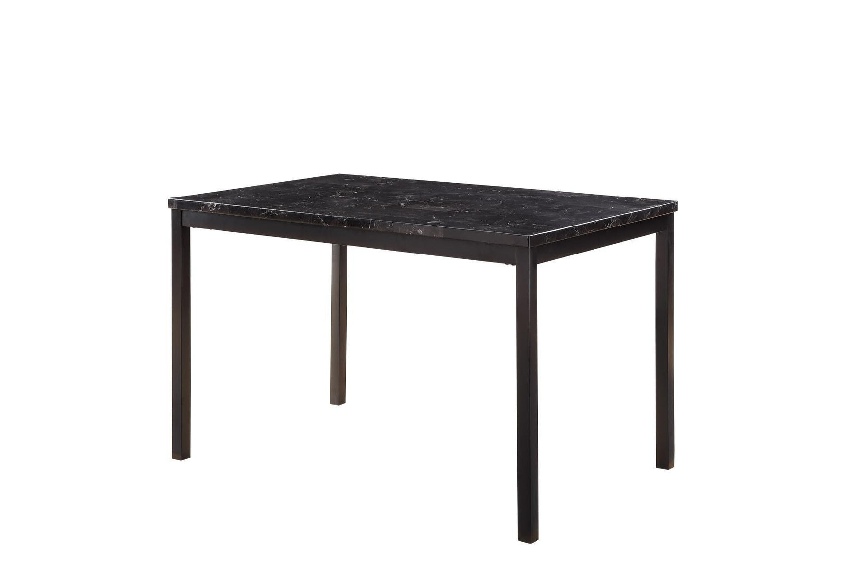 Tempe Black Solid Wood Faux Leather Upholstered Seat Faux Marble Top Rectangular Dining Room Set - Ella Furniture