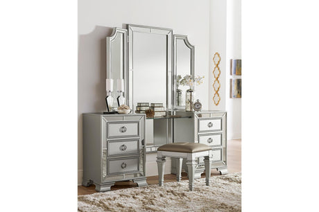 Avondale Silver Modern Contemporary Wood Polyurethane Upholstered Tufted Panel Bedroom Set - Ella Furniture