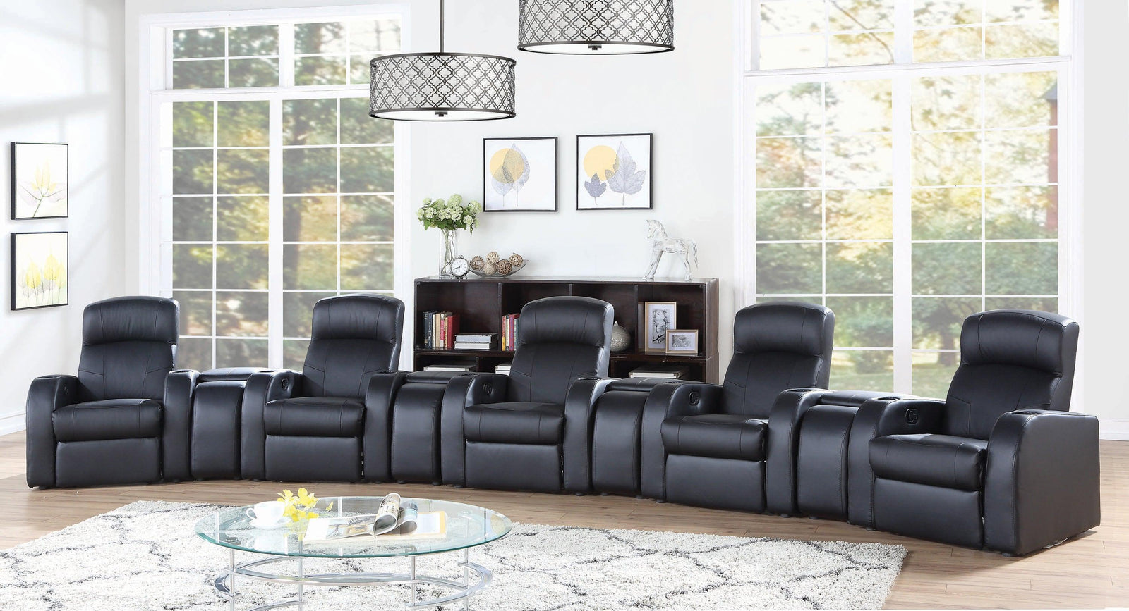 Cyrus Home Theater Upholstered Recliner Black - Ella Furniture