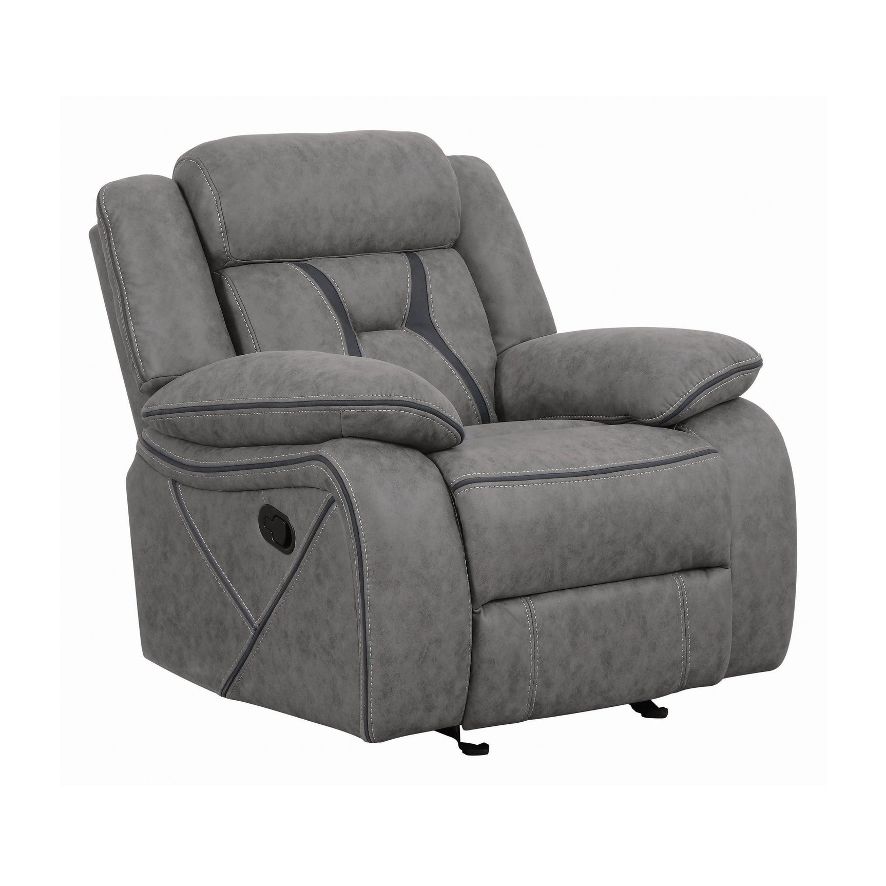 Higgins Overstuffed Upholstered Glider Recliner Grey - Ella Furniture