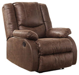 Bladewood Coffee Faux Leather Recliner - Ella Furniture