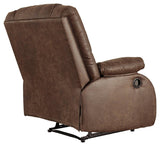 Bladewood Coffee Faux Leather Recliner - Ella Furniture