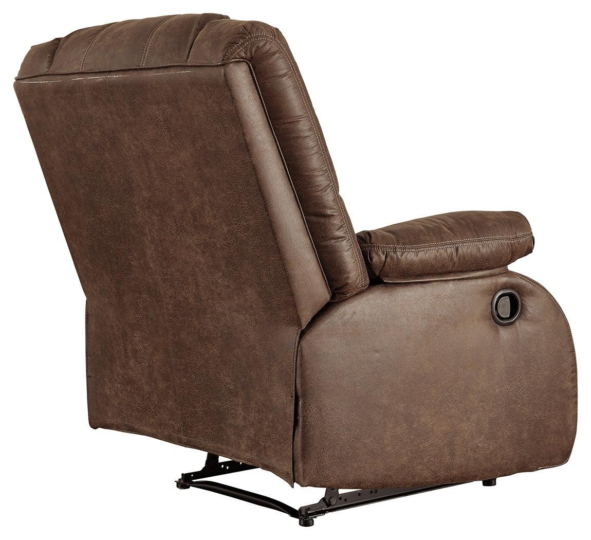 Bladewood Coffee Faux Leather Recliner - Ella Furniture