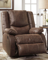 Bladewood Coffee Faux Leather Recliner - Ella Furniture