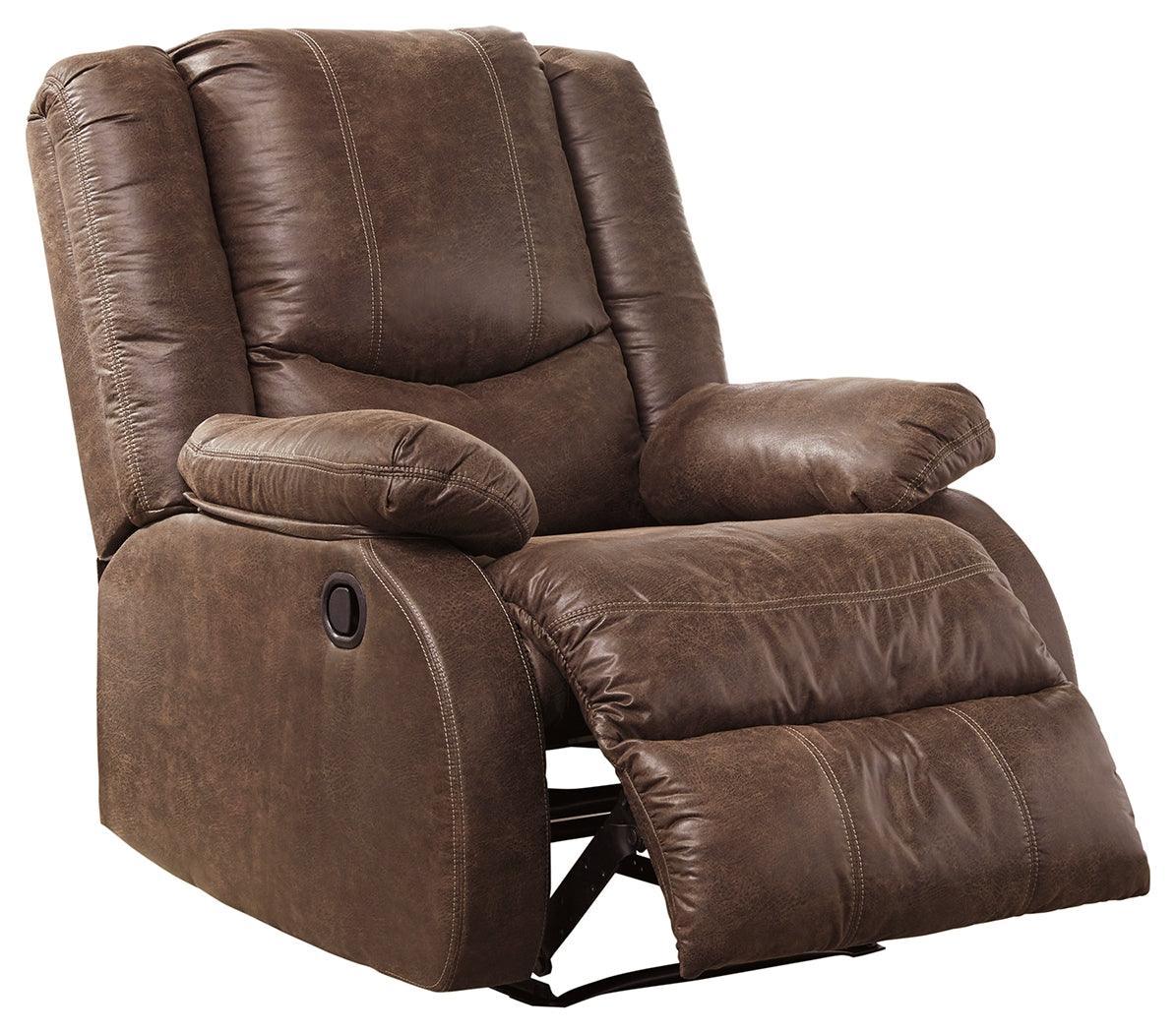 Bladewood Coffee Faux Leather Recliner - Ella Furniture