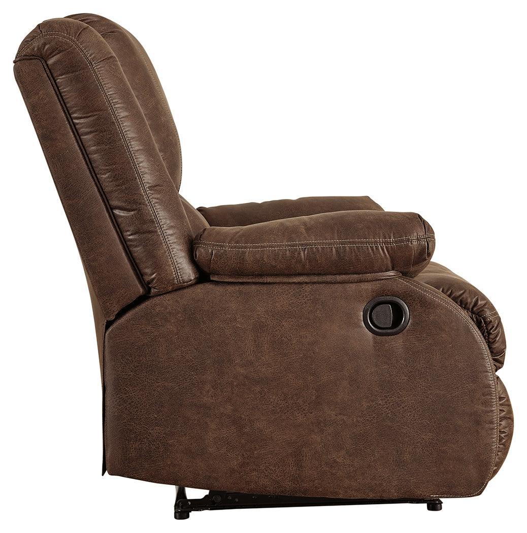 Bladewood Coffee Faux Leather Recliner - Ella Furniture