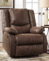 Bladewood Coffee Faux Leather Recliner - Ella Furniture