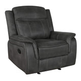Lawrence Upholstered Tufted Back Glider Recliner 603506 - Ella Furniture