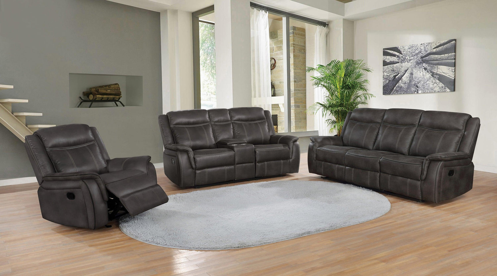 Lawrence Upholstered Tufted Back Glider Recliner 603506 - Ella Furniture
