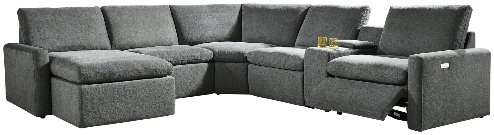 Hartsdale Granite 6-Piece Left Arm Facing Reclining Sectional With Console And Chaise