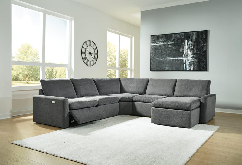 Hartsdale Granite 5-Piece Power Reclining Sectional With Chaise