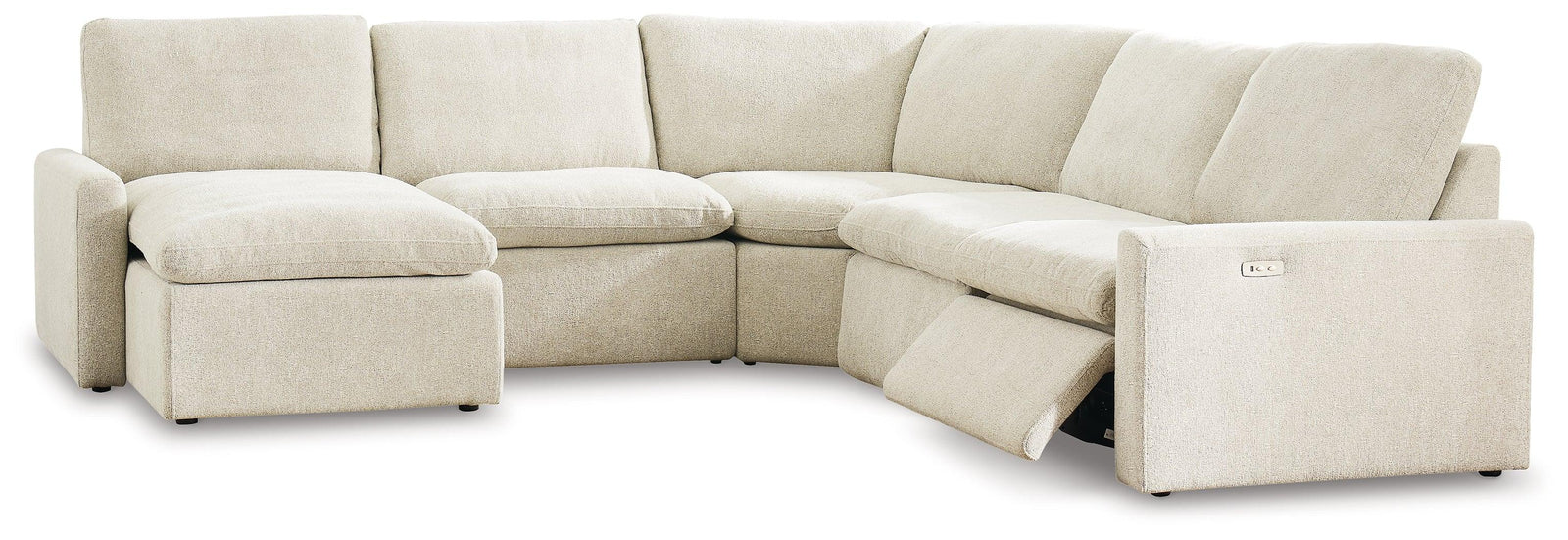 Hartsdale Linen 5-Piece Left Arm Facing Reclining Sectional With Chaise - Ella Furniture