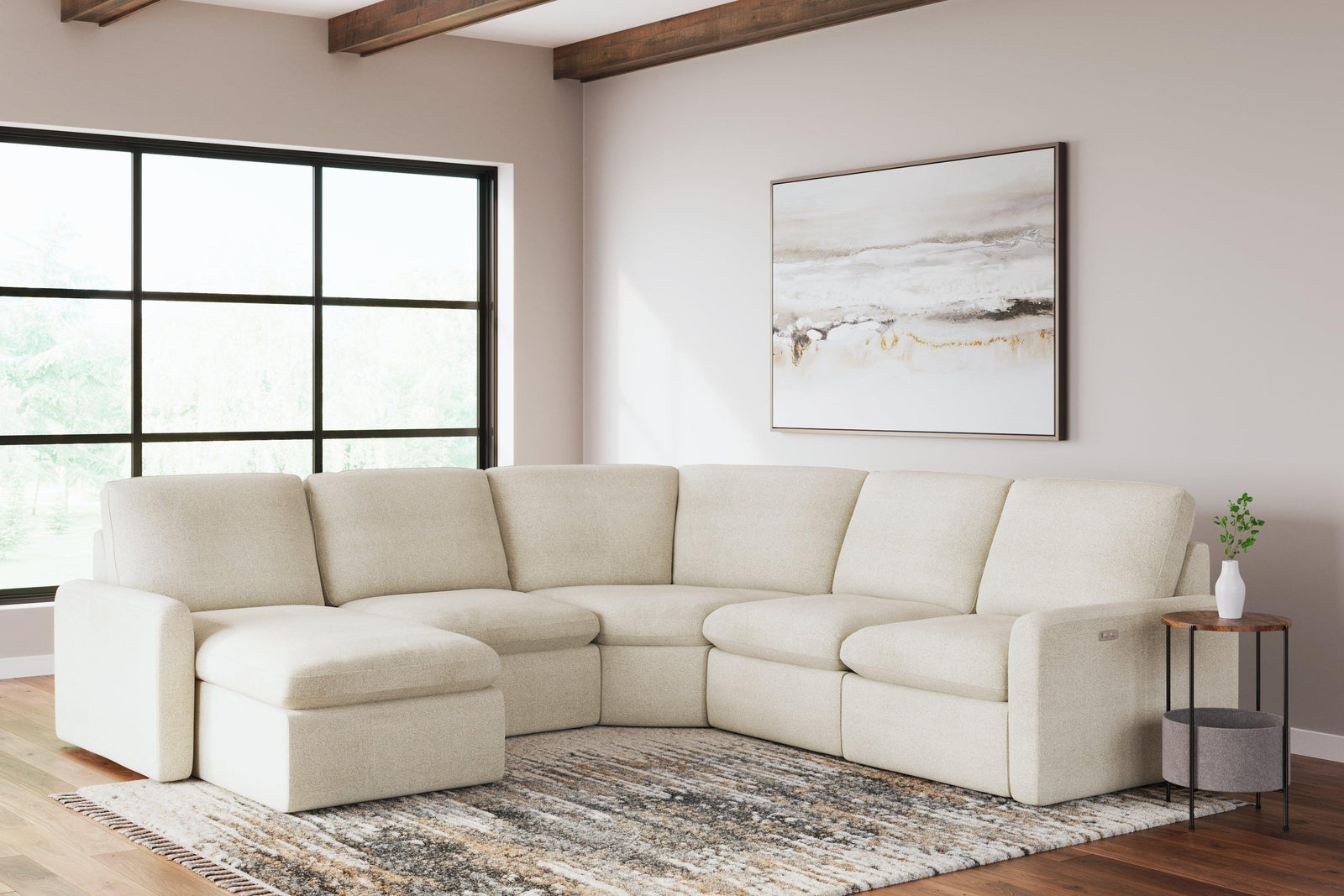 Hartsdale Linen 5-Piece Left Arm Facing Reclining Sectional With Chaise