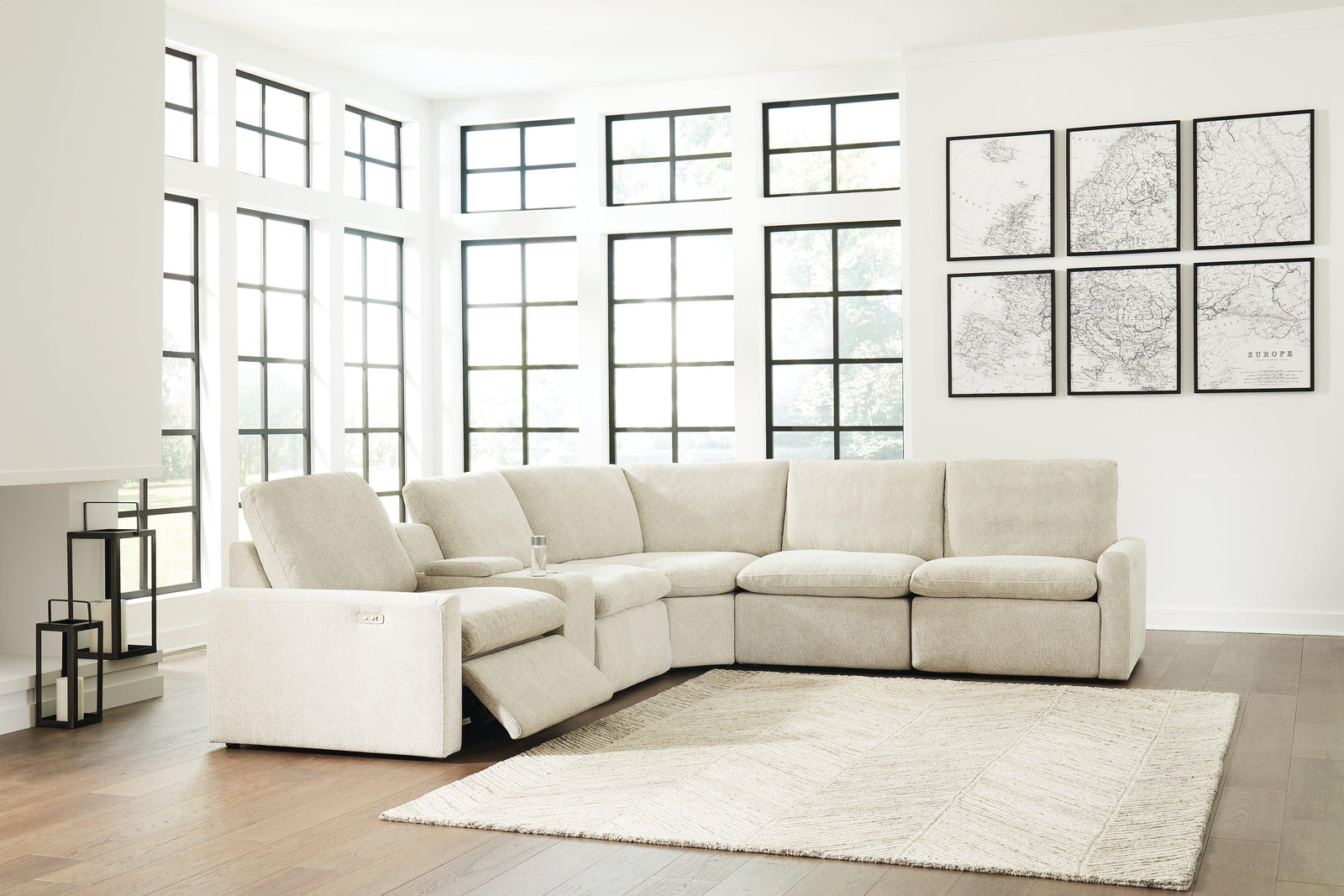 Hartsdale Linen 6-Piece Reclining Sectional With Console