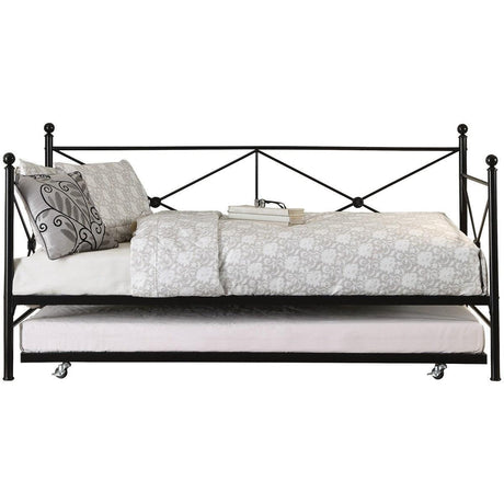 Jones Black Metal Modern Sleek Traditional Metal Daybed With Trundle - Ella Furniture