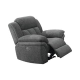 Bahrain Upholstered Glider Recliner Charcoal - Ella Furniture