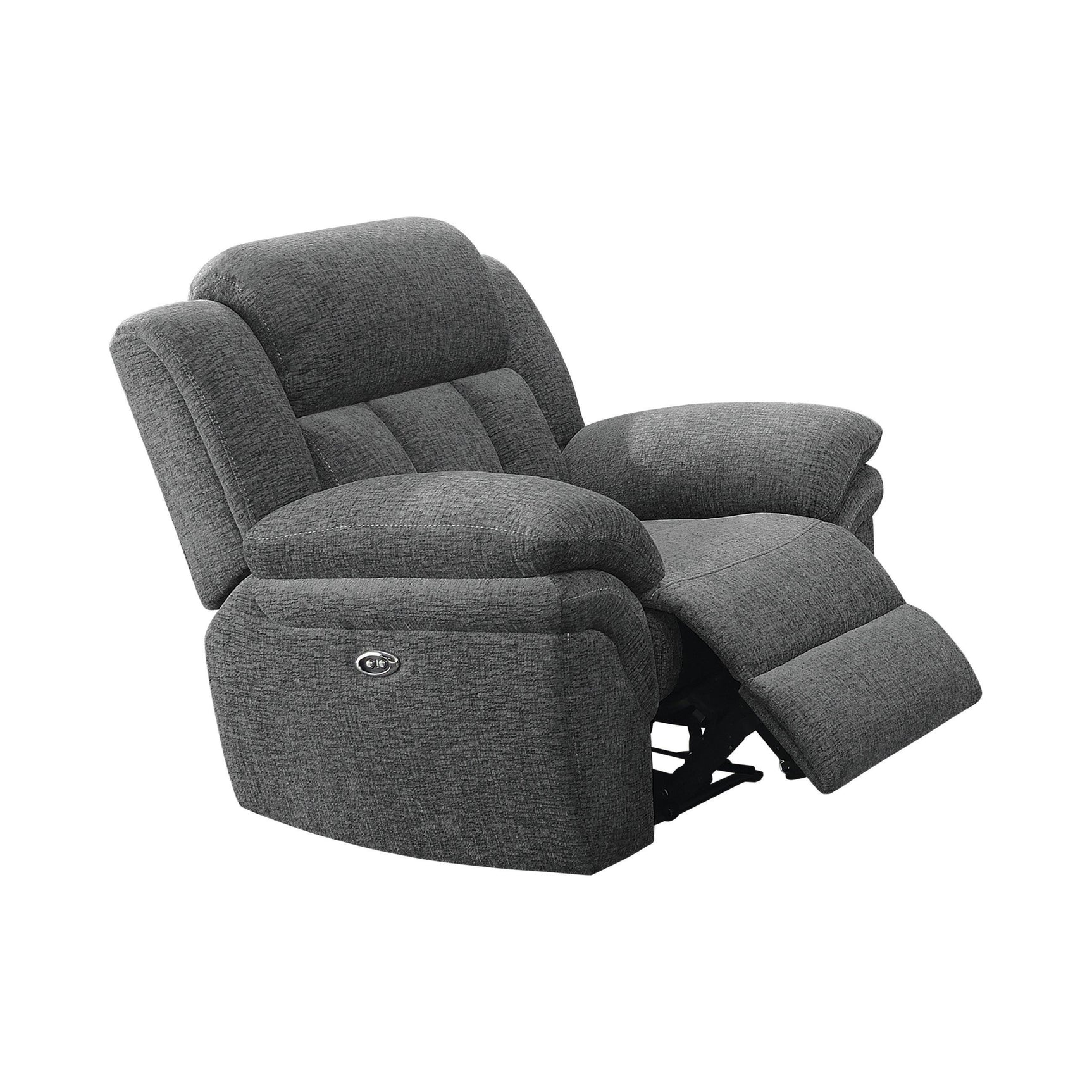 Bahrain Upholstered Glider Recliner Charcoal - Ella Furniture