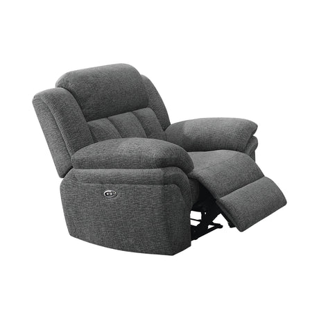 Bahrain Upholstered Glider Recliner Charcoal - Ella Furniture