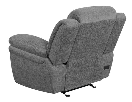 Bahrain Upholstered Glider Recliner Charcoal - Ella Furniture