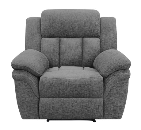 Bahrain Upholstered Glider Recliner Charcoal - Ella Furniture
