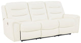 Warlin White Faux Leather Power Reclining Sofa - Ella Furniture