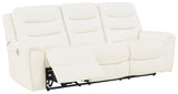 Warlin White Faux Leather Power Reclining Sofa - Ella Furniture