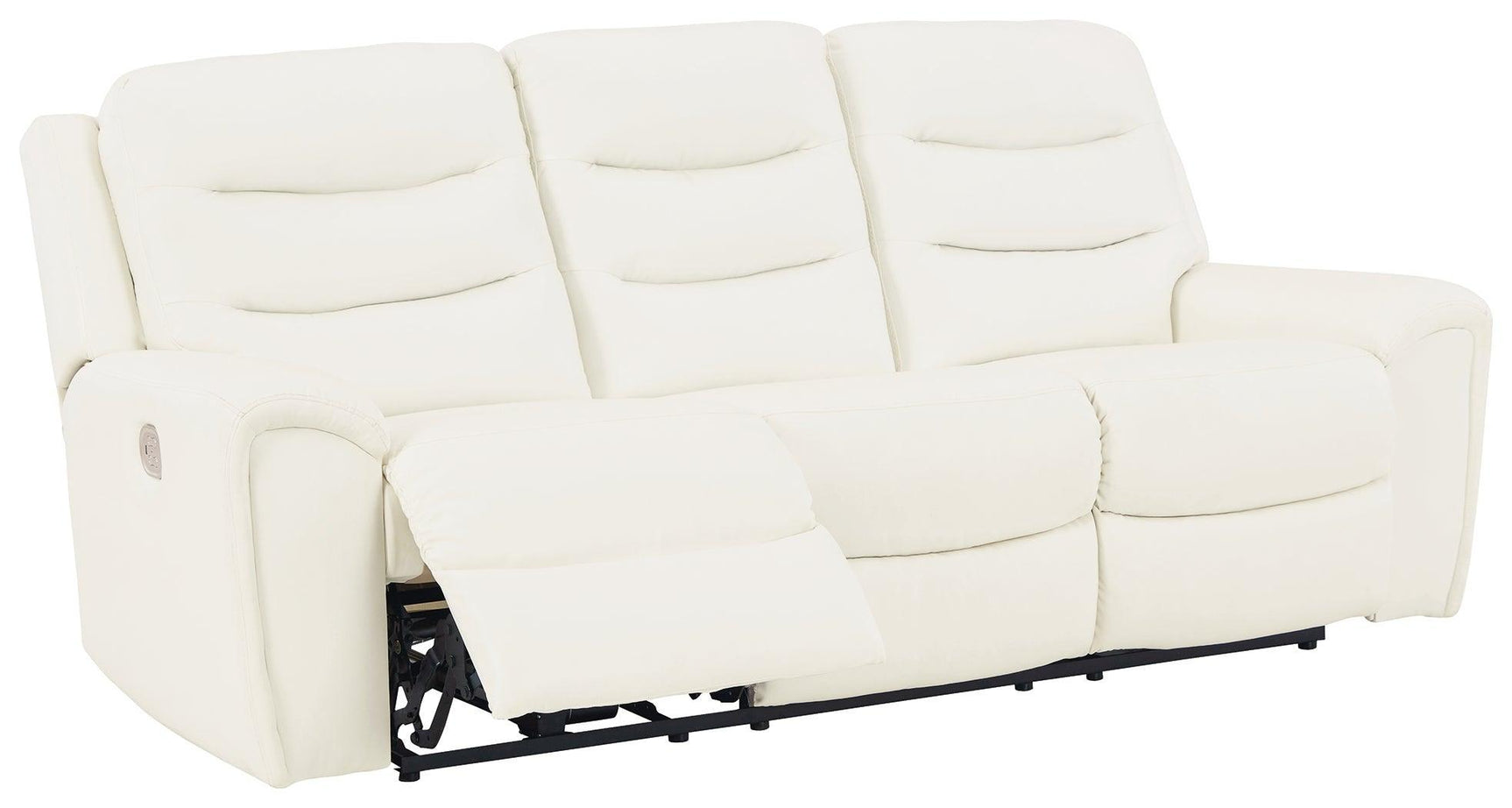 Warlin White Faux Leather Power Reclining Sofa - Ella Furniture