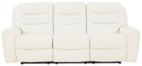 Warlin White Faux Leather Power Reclining Sofa - Ella Furniture