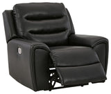 Warlin Black Faux Leather Power Recliner - Ella Furniture