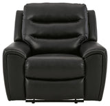 Warlin Black Faux Leather Power Recliner - Ella Furniture