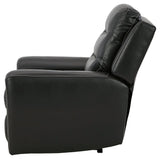 Warlin Black Faux Leather Power Recliner - Ella Furniture