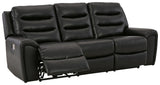 Warlin Black Faux Leather Power Reclining Sofa - Ella Furniture