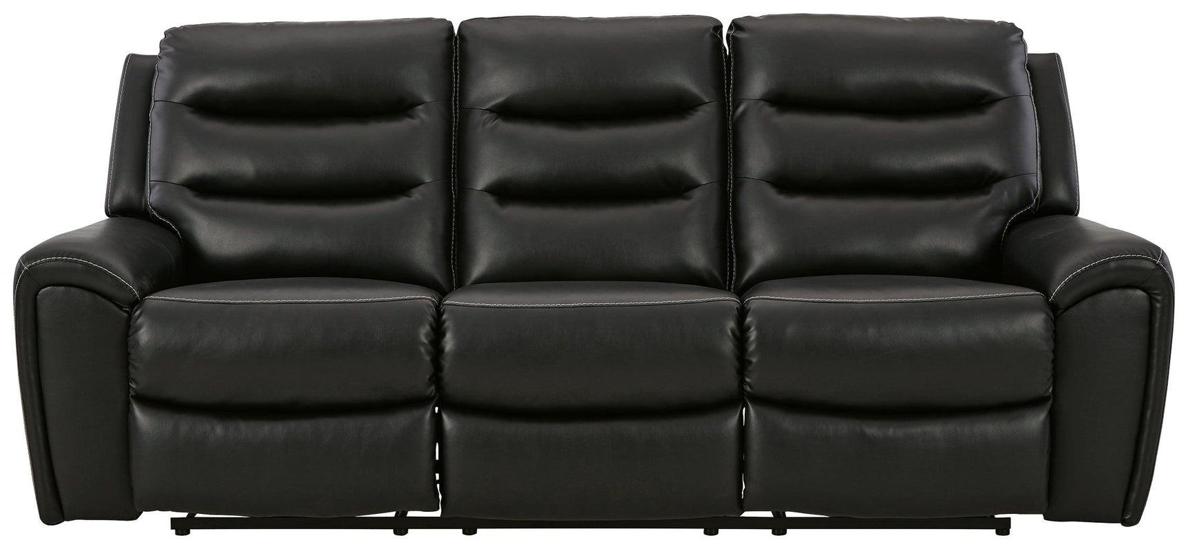 Warlin Black Faux Leather Power Reclining Sofa - Ella Furniture