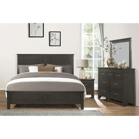 Blaire Farm Charcoal Gray Transitional Okume Veneer, Wood And Engineered Wood Queen Bed - Ella Furniture