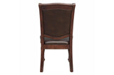 Lordsburg Brown Cherry Classic Solid Wood Faux Leather Upholstered Seat Round Dining Room Set - Ella Furniture