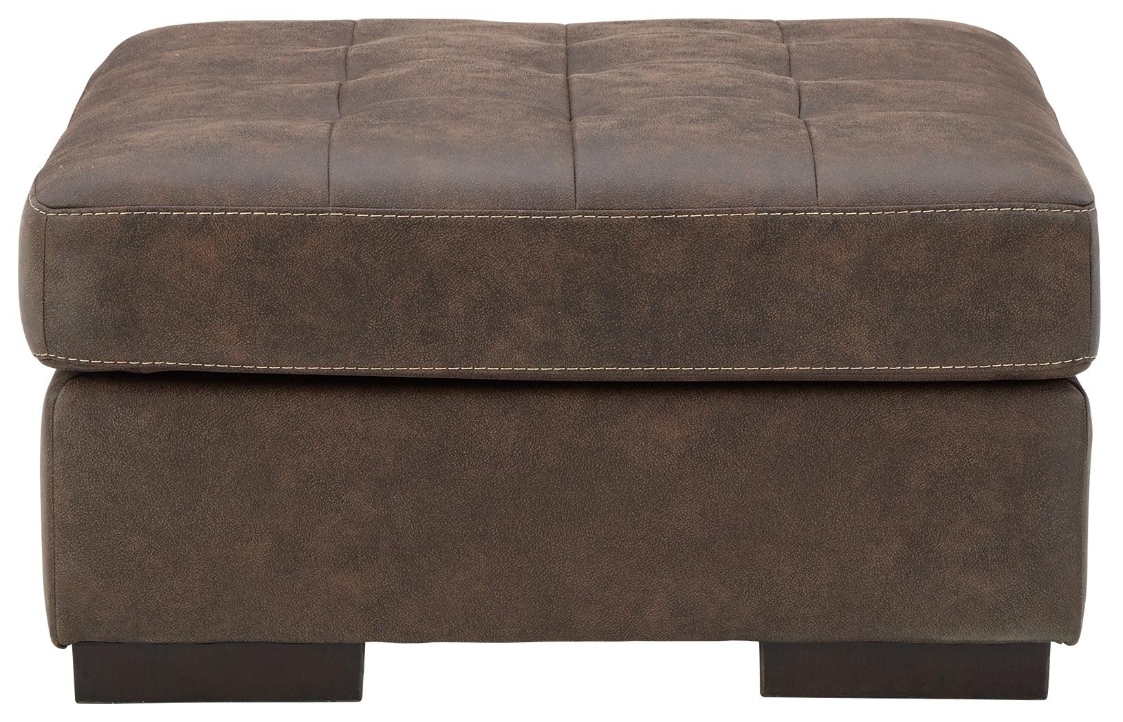 Maderla Walnut Faux Leather Oversized Accent Ottoman - Ella Furniture