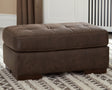 Maderla Walnut Faux Leather Ottoman - Ella Furniture