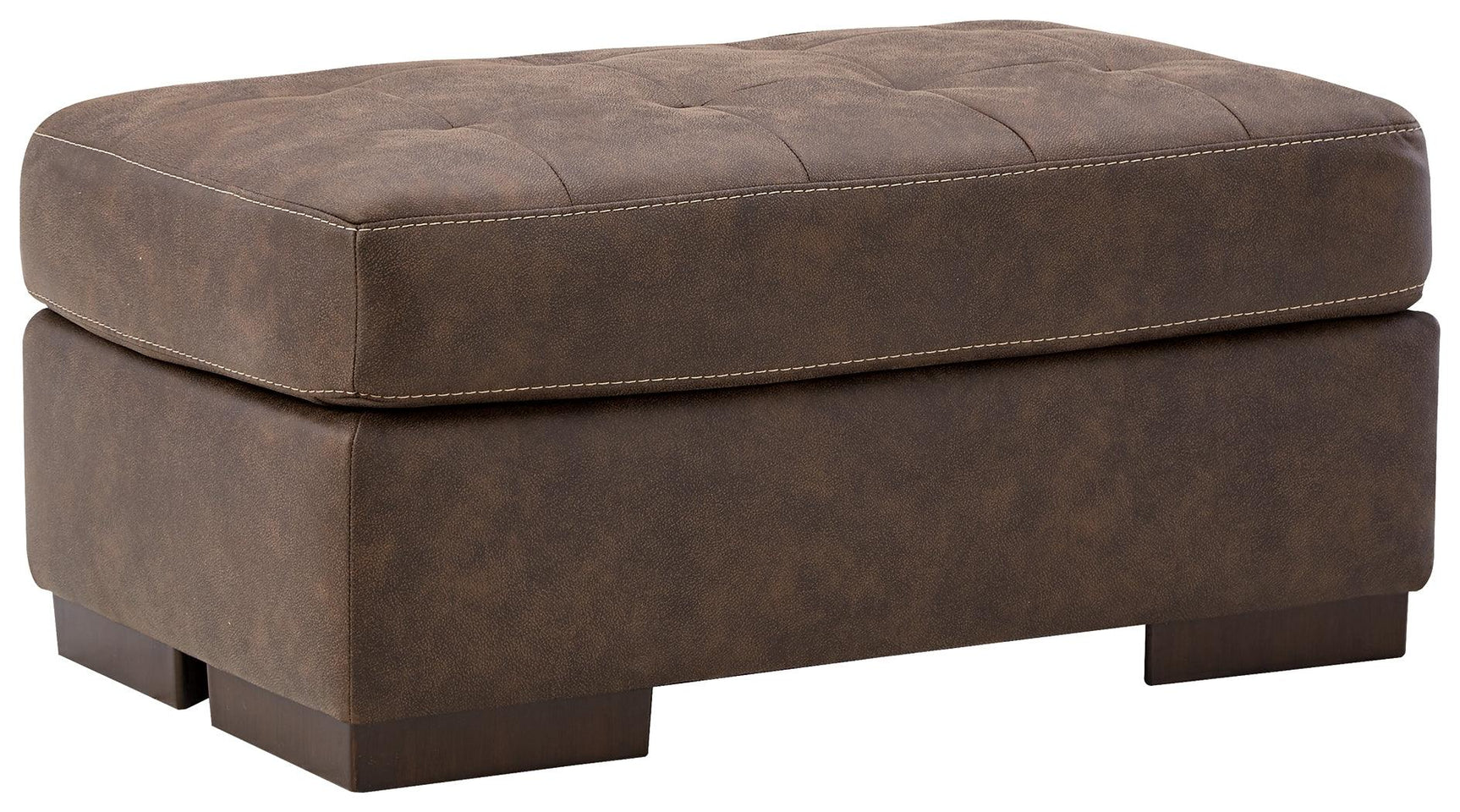 Maderla Walnut Faux Leather Ottoman - Ella Furniture