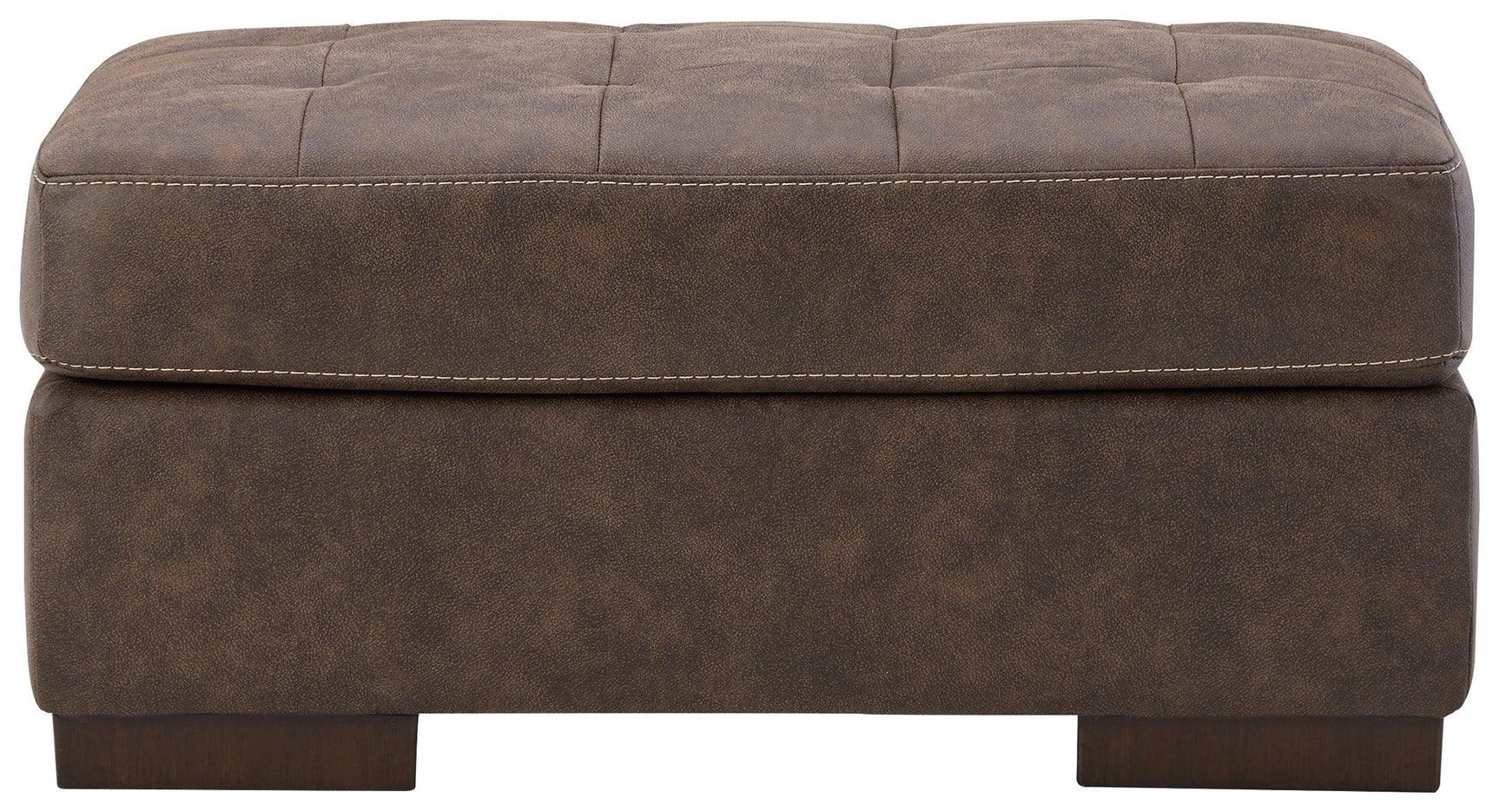 Maderla Walnut Faux Leather Ottoman - Ella Furniture